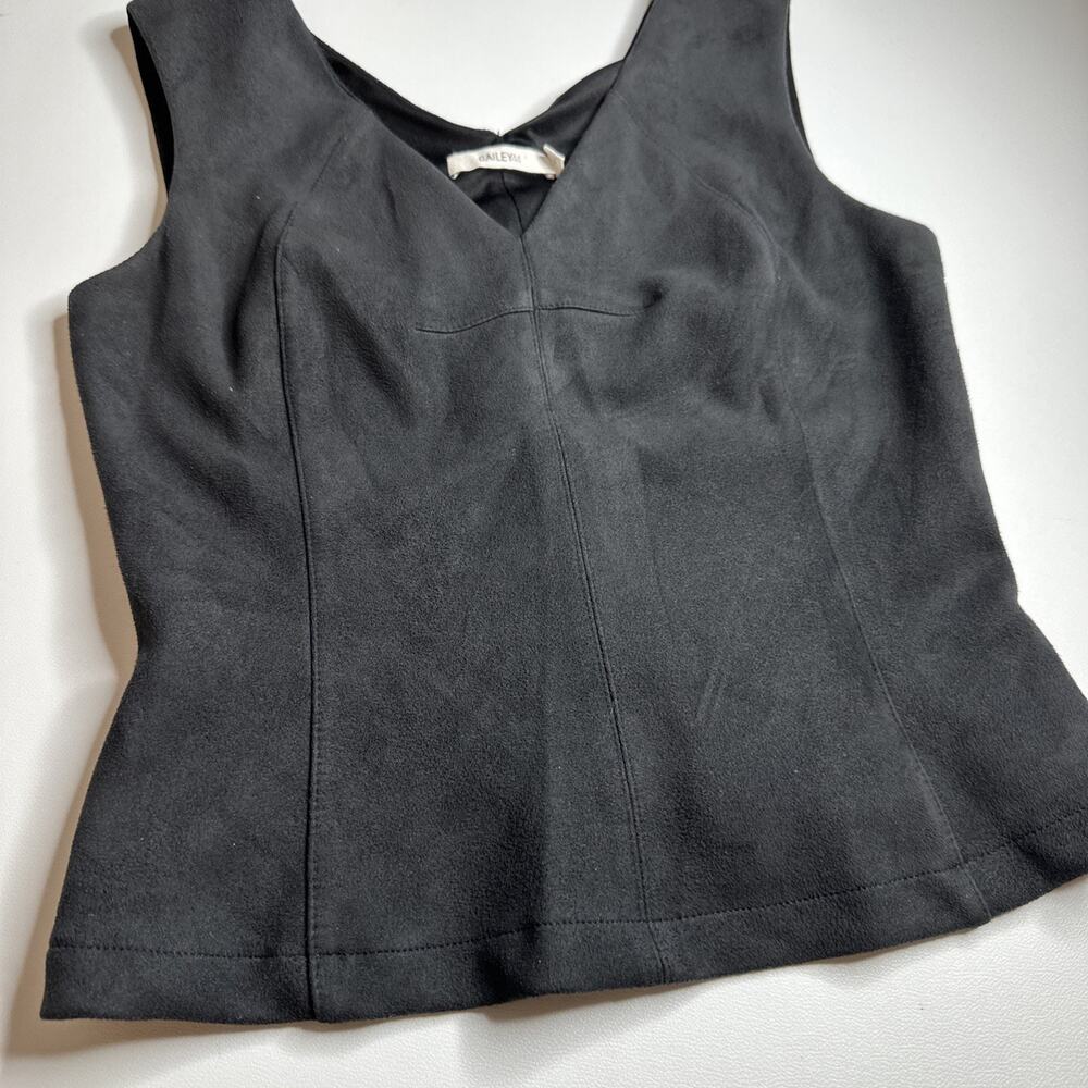 Bailey 44 Black Faux Suede V Neck Tank Top Small Sleeveless Minimalist Blouse S - Picture 5 of 8